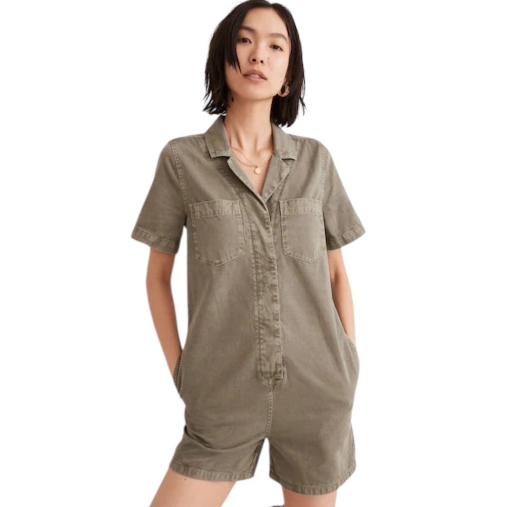 Madewell NEW Relaxed Coverall Romper Sage Green Gorpcore Utility Plus Size XXL